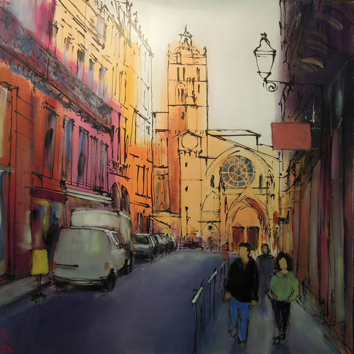 Painting titled "Toulouse: Rue Croix…" by Michel Castel, Original Artwork, Oil