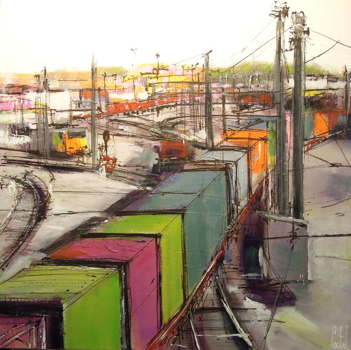绘画 标题为“Gare de Triage de L…” 由Michel Castel, 原创艺术品, 丙烯