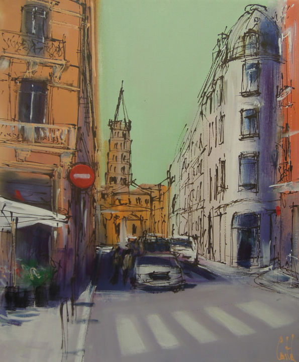 Painting titled "Toulouse, Rue St Be…" by Michel Castel, Original Artwork, Acrylic