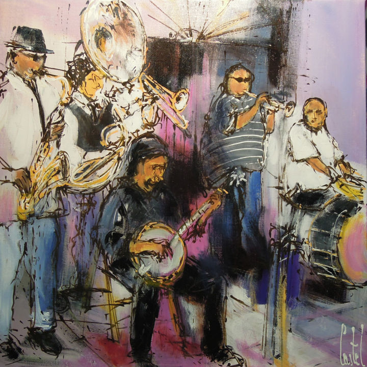 Painting titled "Jazz Band n°2" by Michel Castel, Original Artwork, Acrylic