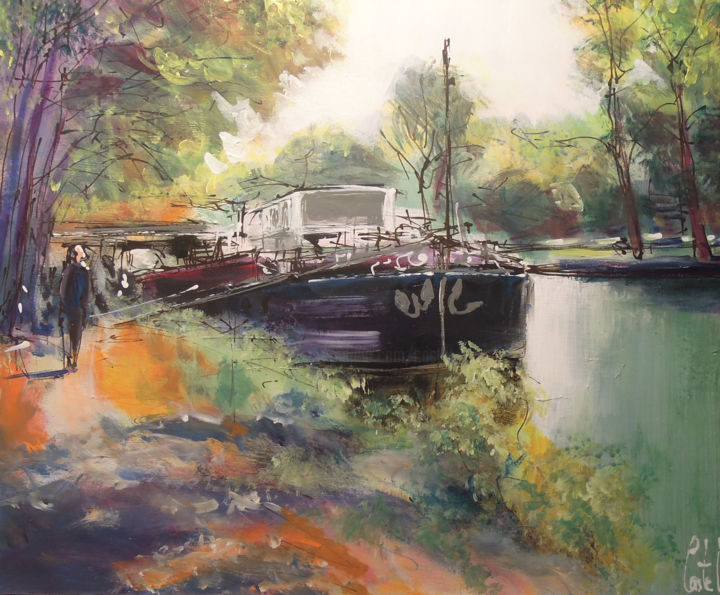 Pintura intitulada "Toulouse, Canal du…" por Michel Castel, Obras de arte originais, Acrílico