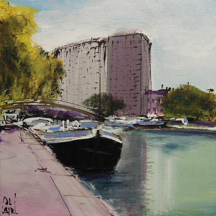 Painting titled "Toulouse, Au Port S…" by Michel Castel, Original Artwork, Acrylic