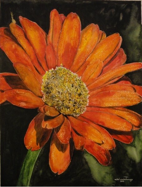 Peinture intitulée "LE  GERBERA" par Michel Cendra-Terrassa, Œuvre d'art originale