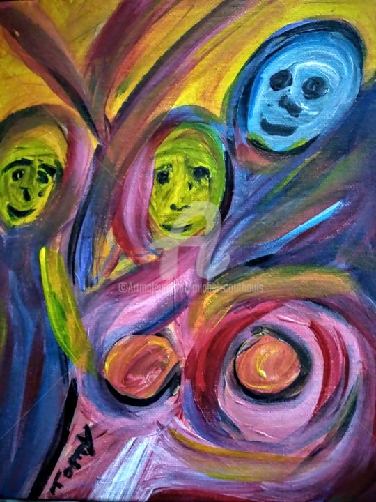 Painting titled "Le sein maternel" by Tomy, Original Artwork, Acrylic