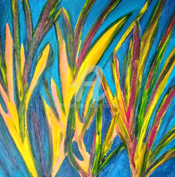 Malerei mit dem Titel "Le végétal" von Tomy, Original-Kunstwerk, Öl