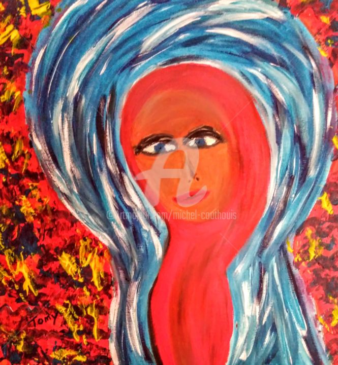 Peinture intitulée "La nonne" par Tomy, Œuvre d'art originale, Acrylique