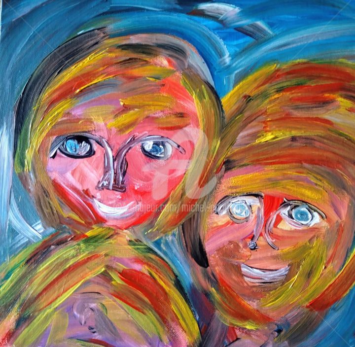 Painting titled "Complicité" by Tomy, Original Artwork, Acrylic