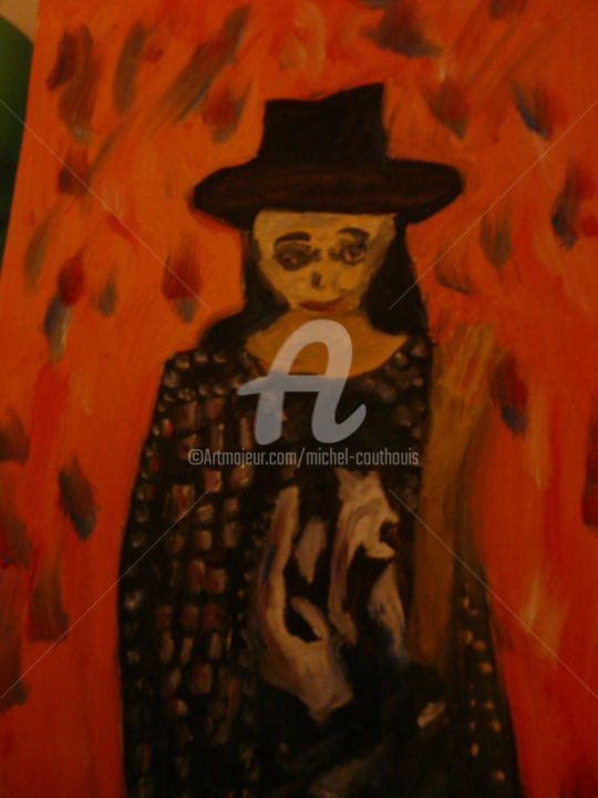 Malerei mit dem Titel "La dame en noir" von Tomy, Original-Kunstwerk, Öl