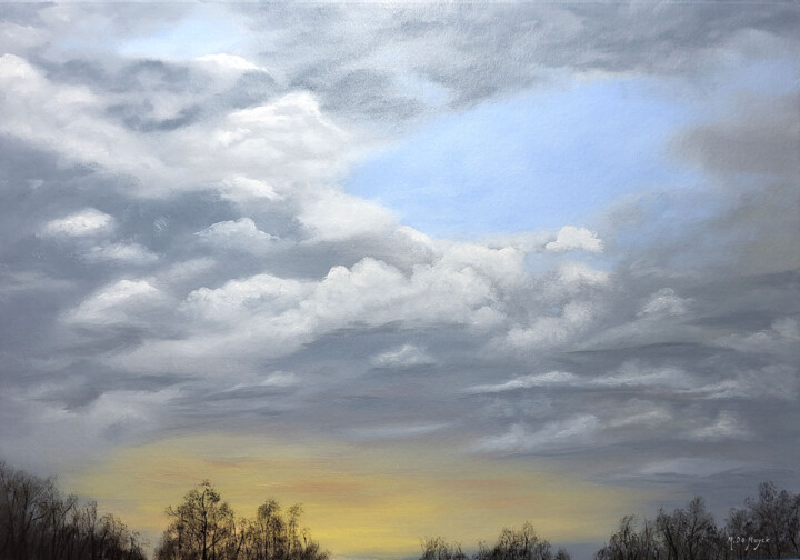 Pintura titulada "Ciel de Normandie" por Michel De Ruyck, Obra de arte original, Oleo Montado en Bastidor de camilla de made…