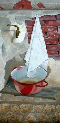 Peinture intitulée "point d'eau" par Michel De Ruyck, Œuvre d'art originale, Huile