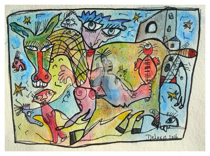 Peinture intitulée "don-quijota-de-la-m…" par Michel Delvingt, Œuvre d'art originale