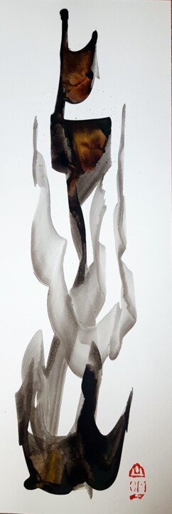 Peinture intitulée "évaporescences 0120…" par Michel Dufrene, Œuvre d'art originale, Encre Monté sur Carton