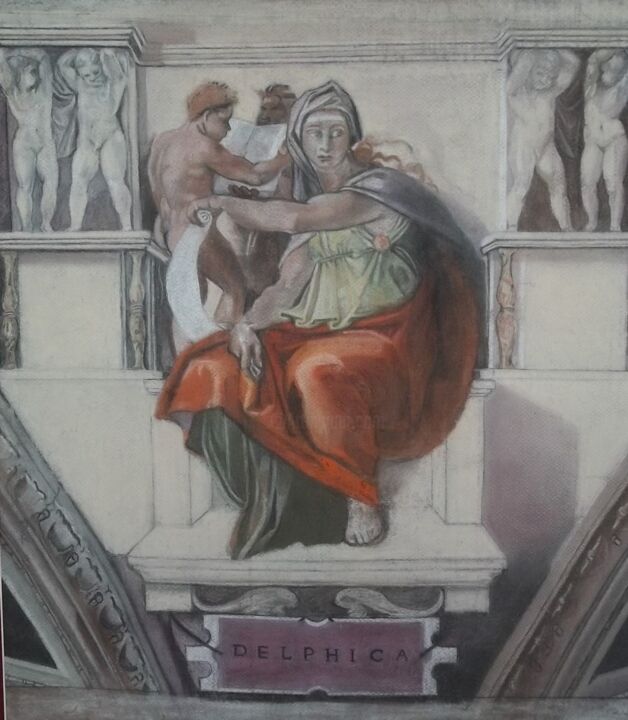 Pittura intitolato "la Sibylle delphiqu…" da Michel Floch, Opera d'arte originale, Pastello
