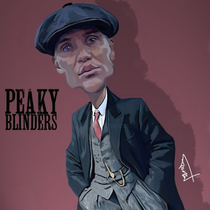 Digital Arts titled "Tom Peaky Blinders" by Michel Fourgon, Original Artwork, Digital Painting