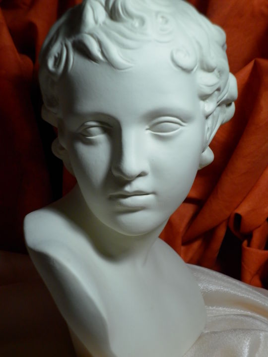 Sculpture titled "Buste grec" by Michel G., Original Artwork, Terra cotta