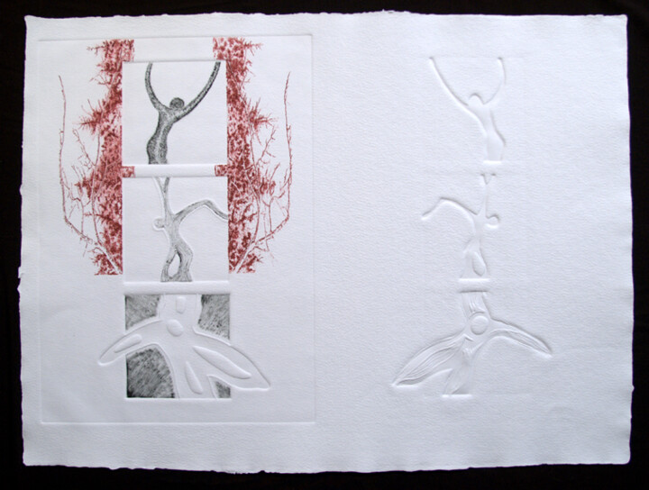 Printmaking titled "La danse verticale" by Michel Gautier, Original Artwork