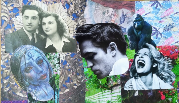 Collages intitolato "AMOUR" da Michel Goldberg, Opera d'arte originale, Collages
