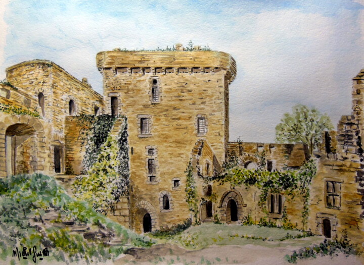 Peinture intitulée "Château de Clisson…" par Michel Guillet, Œuvre d'art originale, Aquarelle