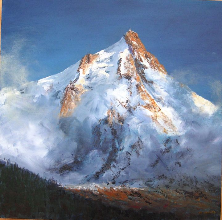 Peinture intitulée "aiguille-du-midi-40…" par Mh, Œuvre d'art originale