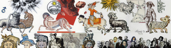Collagen mit dem Titel "01 Bélier" von Hosszu, Original-Kunstwerk, Digitaldruck