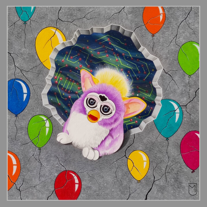 Peinture intitulée "1990 Furby" par Michel Jegerlehner, Œuvre d'art originale, Acrylique Monté sur Châssis en bois