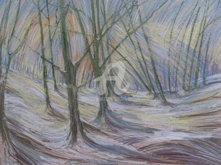 Peinture intitulée "Un hiver" par Michel Lacroix, Œuvre d'art originale, Pastel