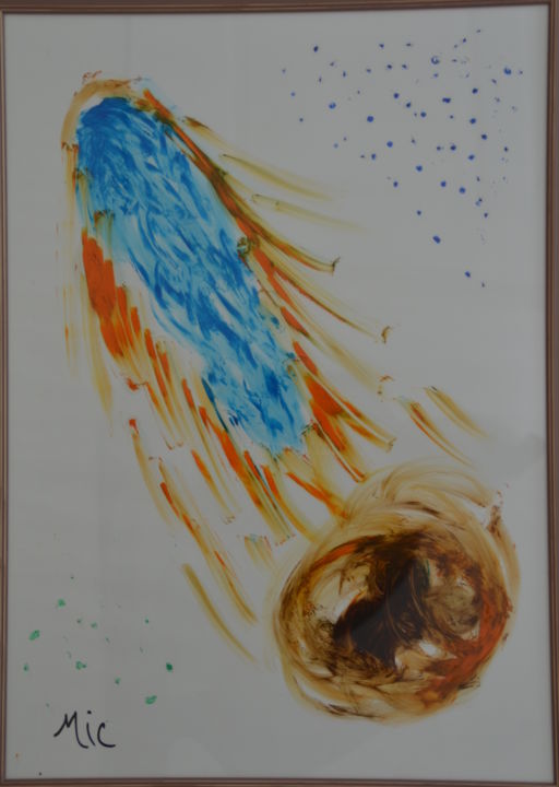 Painting titled "meteore" by Mic, Original Artwork, Oil