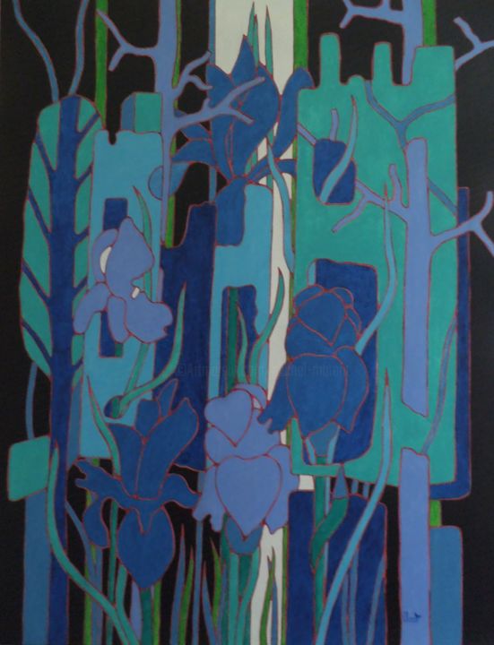 Malerei mit dem Titel "Les rhizomes" von Michel Marant, Original-Kunstwerk, Acryl