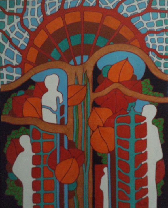 Pintura intitulada "Silhouettes dans la…" por Michel Marant, Obras de arte originais, Acrílico