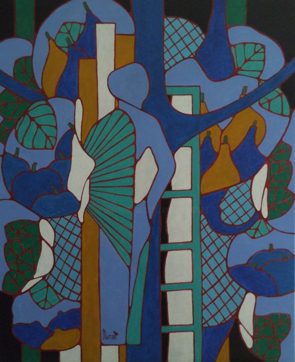 Painting titled "Symbole des saisons" by Michel Marant, Original Artwork, Acrylic