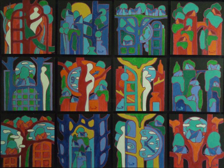 Pintura intitulada "Séries" por Michel Marant, Obras de arte originais, Acrílico Montado em Cartão