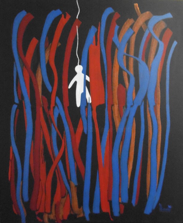 Schilderij getiteld "Fantoche" door Michel Marant, Origineel Kunstwerk, Acryl Gemonteerd op Frame voor houten brancard