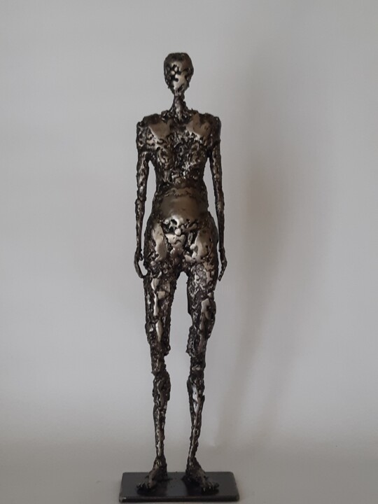 Sculpture intitulée "En attente" par Michel Marzin, Œuvre d'art originale, Métaux