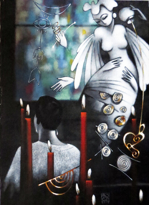 Peinture intitulée "dames blanches" par Michel Moreau (MORO), Œuvre d'art originale, Acrylique