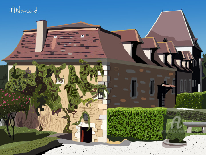 Digitale Kunst mit dem Titel "Périgord Manoir du…" von Michel Normand, Original-Kunstwerk, Digitale Malerei