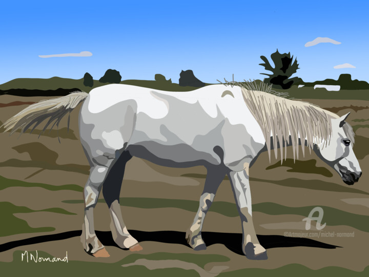 Digitale Kunst mit dem Titel "2024-03-07 Cheval d…" von Michel Normand, Original-Kunstwerk, Digitale Malerei