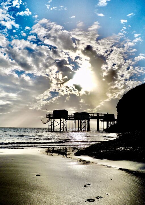 Fotografía titulada "Carrelets Charentais" por Michel Paulin, Obra de arte original, Fotografía digital