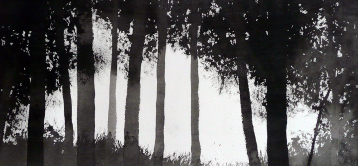 Schilderij getiteld "Forest" door Michel Pinosa, Origineel Kunstwerk, Inkt