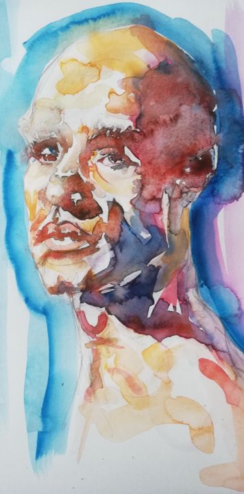 Malerei mit dem Titel "Leo ,artistsupportp…" von Michel Pitxu, Original-Kunstwerk, Aquarell