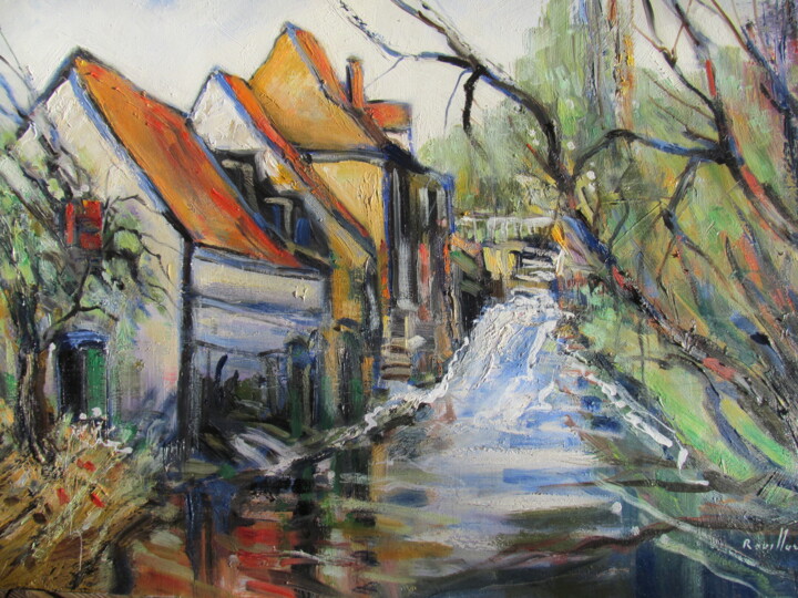 Peinture intitulée "moulin du Boulonnais" par Michel Rouillard, Œuvre d'art originale