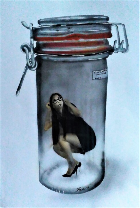 Peinture intitulée "en conserve lol" par Michel Ruelle (Aéro), Œuvre d'art originale, Acrylique