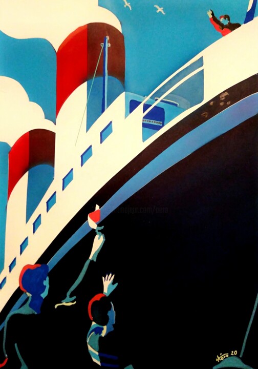 Painting titled "transatlantique" by Michel Ruelle (Aéro), Original Artwork, Acrylic