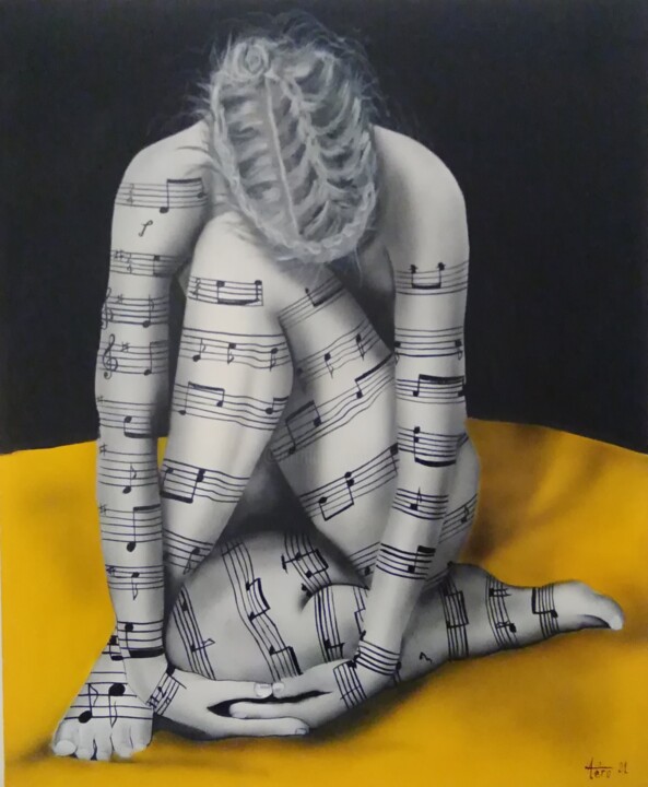 Peinture intitulée "musique" par Michel Ruelle (Aéro), Œuvre d'art originale, Acrylique Monté sur Châssis en bois