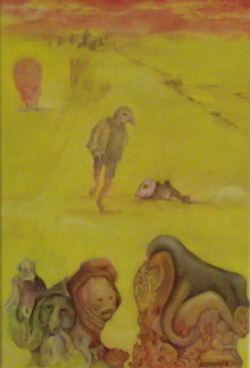 Pittura intitolato "L'Enchanteur avarié" da Michel Schreyer, Opera d'arte originale, Olio Montato su Telaio per barella in l…