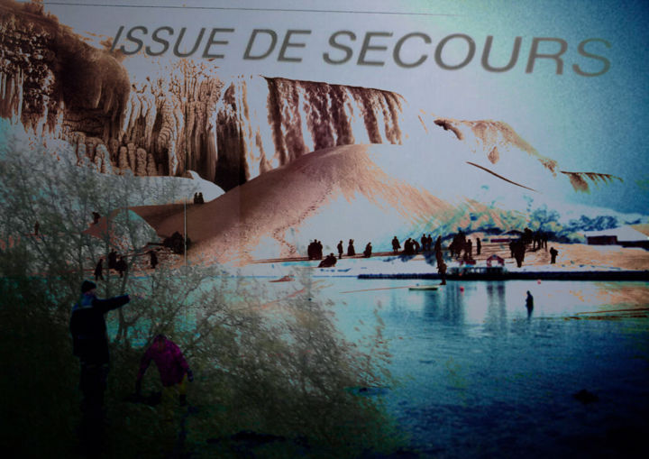 Druckgrafik mit dem Titel "Issue de secours" von Michel Tabanou, Original-Kunstwerk, Digitaldruck