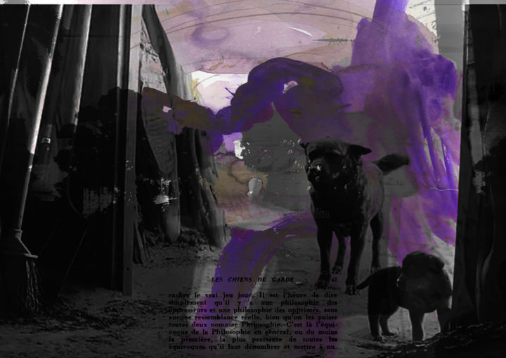 Digital Arts titled "les chiens de garde" by Michel Tabanou, Original Artwork, Digital Painting
