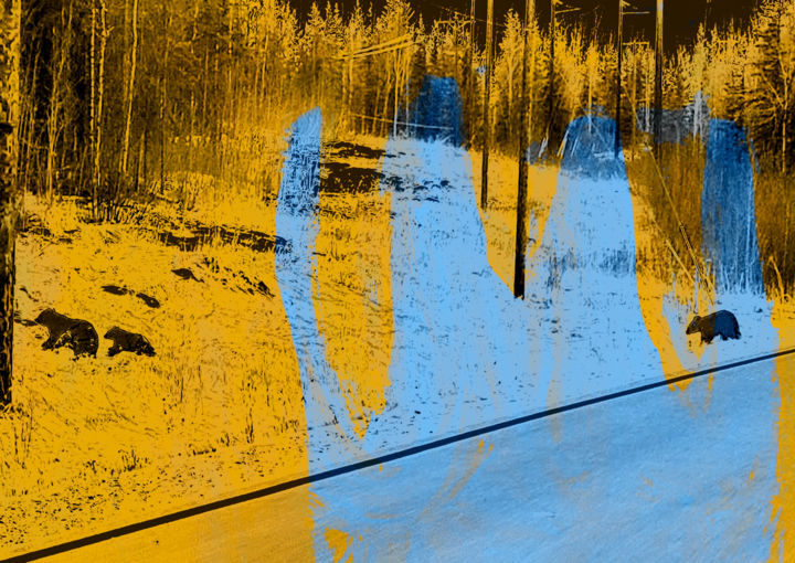 Цифровое искусство под названием "crossing the road a…" - Michel Tabanou, Подлинное произведение искусства, Цифровая живопись