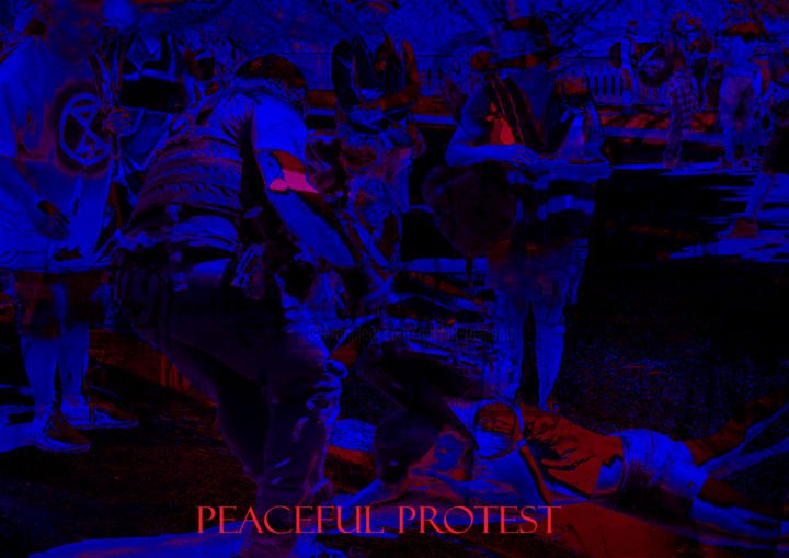 Digital Arts titled "peaceful protest" by Michel Tabanou, Original Artwork, Digital Painting