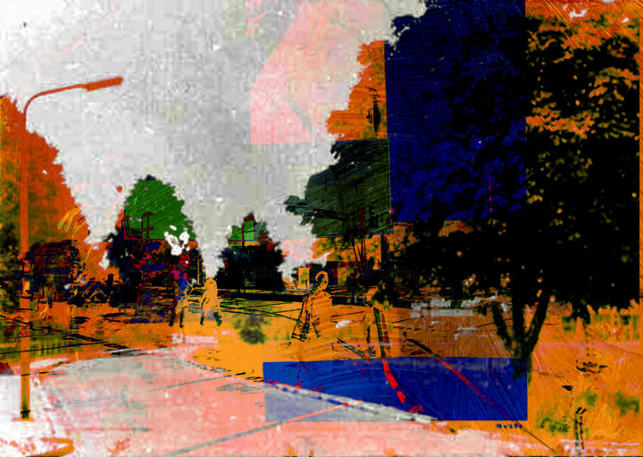 Digitale Kunst getiteld "walking the streets…" door Michel Tabanou, Origineel Kunstwerk, Digitaal Schilderwerk