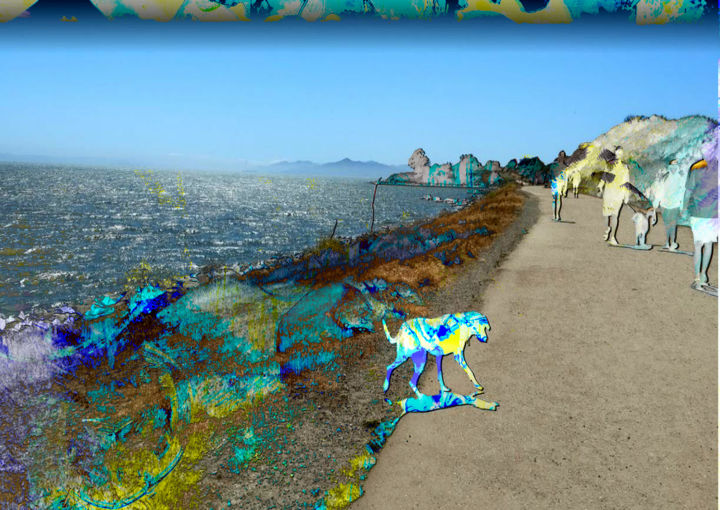 Digital Arts titled "DOG FREEDOM" by Michel Tabanou, Original Artwork, Digital Painting